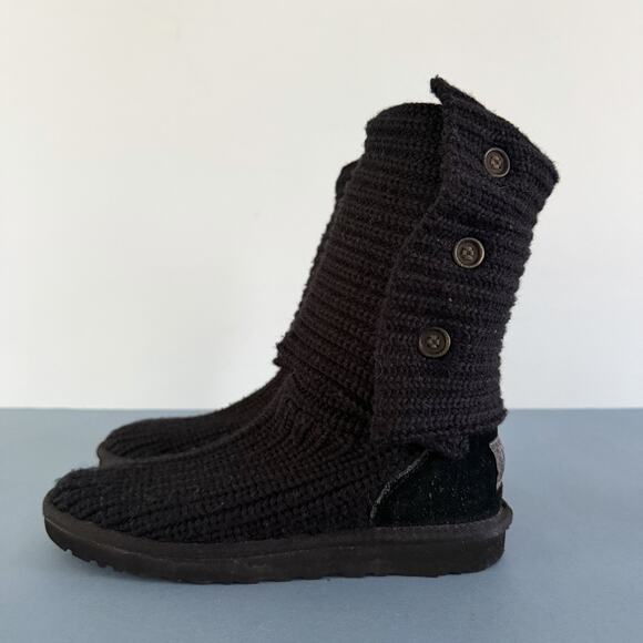 UGG Australia Cardy Classic Knit Sweater Black Tall Boots - Picture 4 of 7